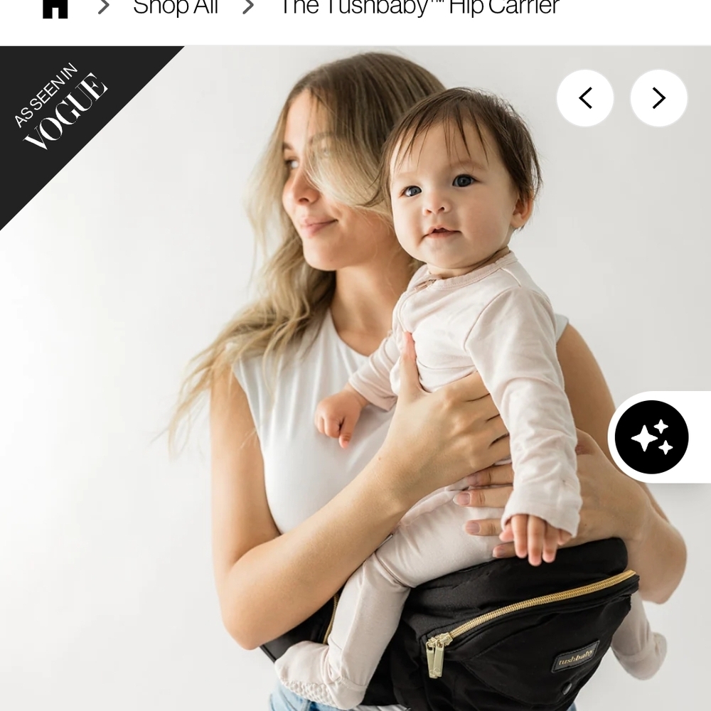 Tushbaby Black/Gold Hip Carrier for Babies Birth To 36mo